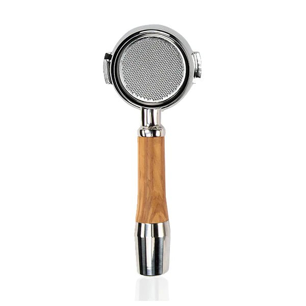 ECM - Premium Stainless Steel Olive Wood Portafilter - 58mm - Bottomless - Café Liégeois